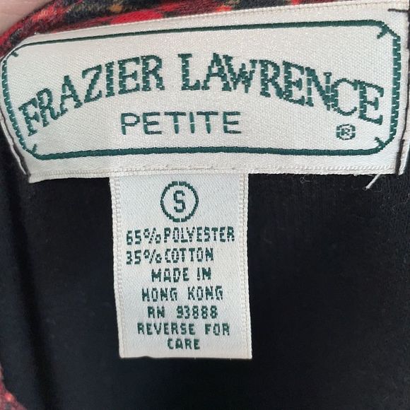 Vintage Holiday Cardigan Jacket size S Petite Plaid Trim Bow Buttons - Picture 7 of 8